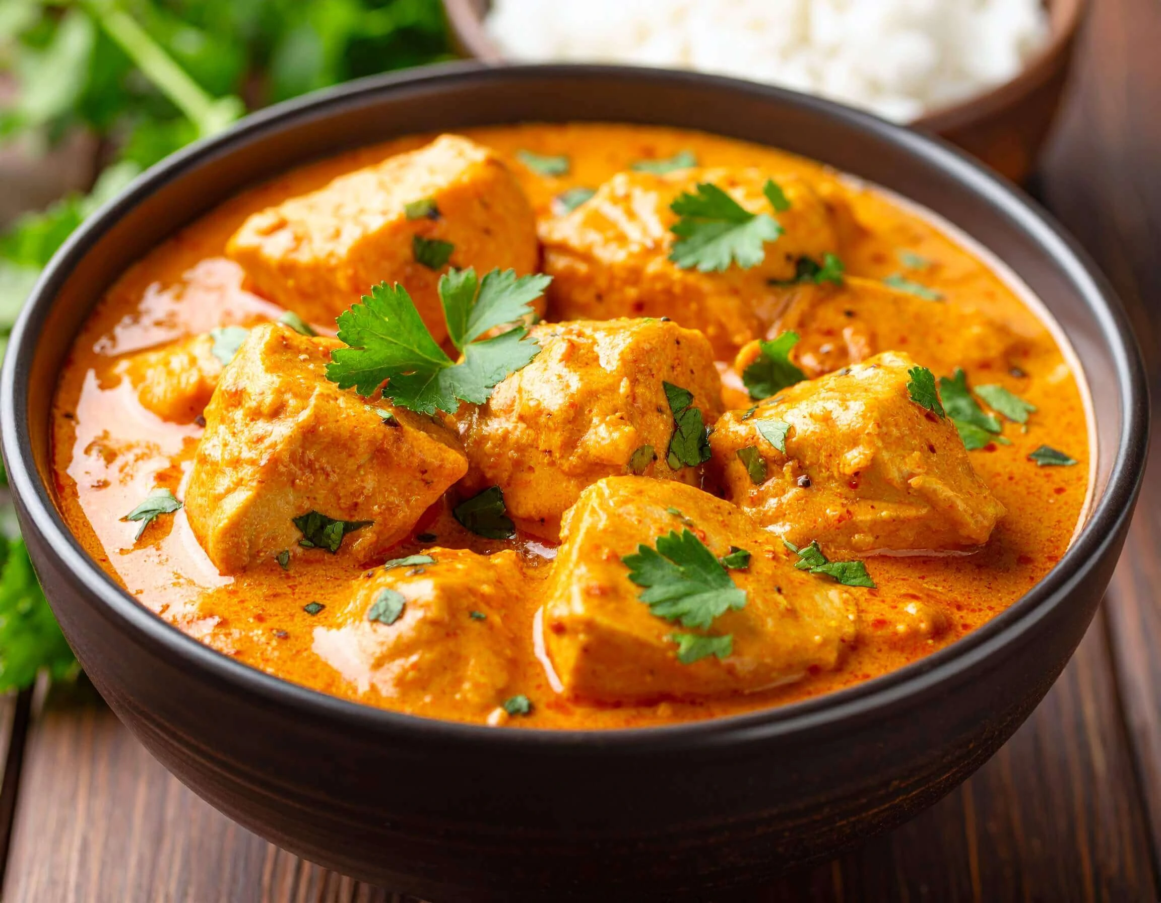 Creamy Homemade Butter Chicken with Fresh Herbs.