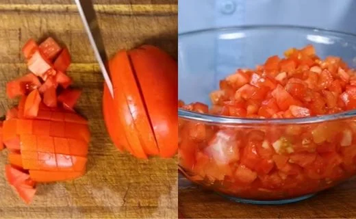 Dice the Roma Tomatoes