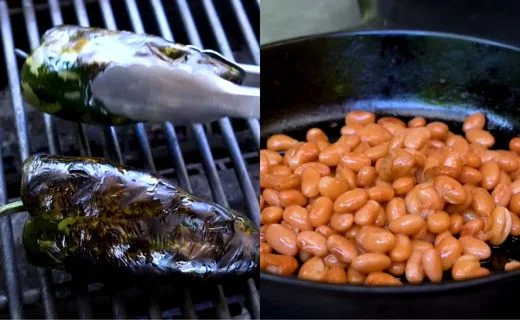 Steam and Peel the Peppers & Make the Refried Beans