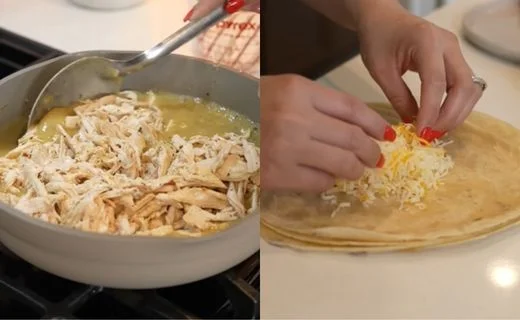 Combine Chicken and Sauce & Assemble the Chimichangas