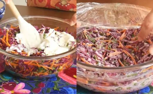 Combine Dressing with Vegetables